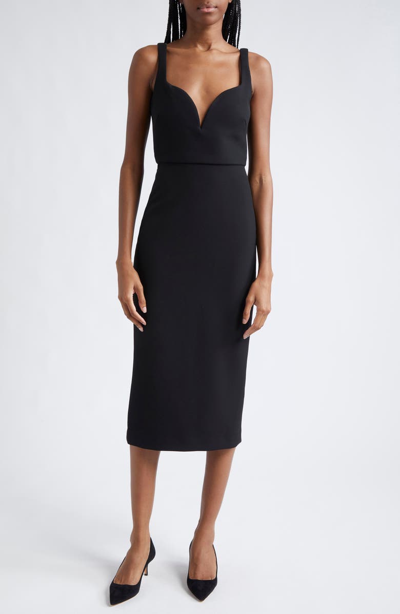 Veronica Beard Lele Plunge Neck Midi Dress, Main, color,