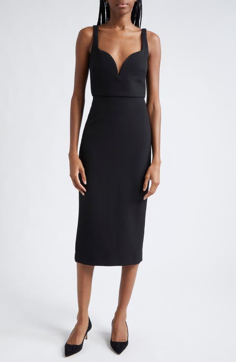 Lele Plunge Neck Midi Dress