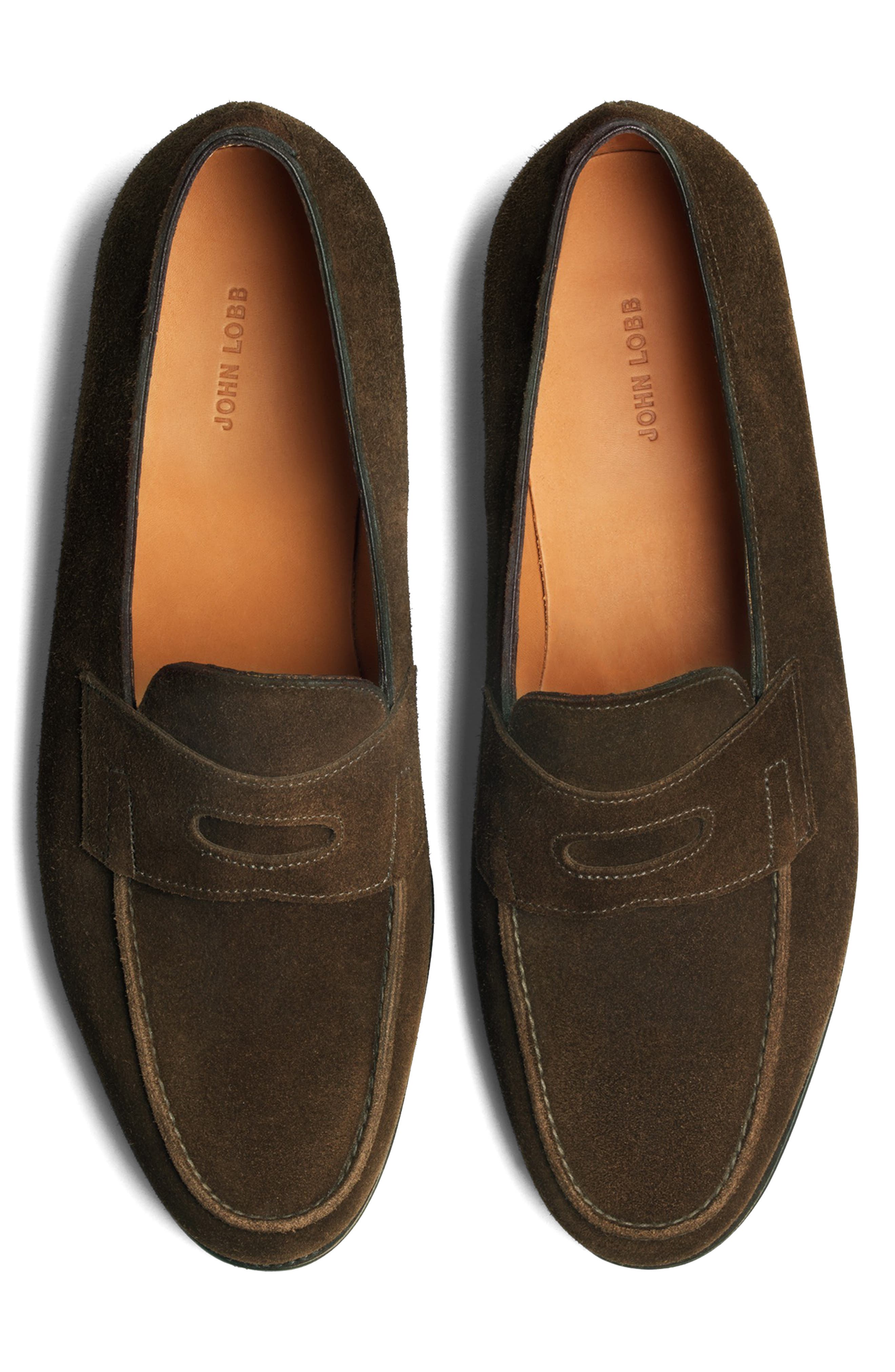 John Lobb Lopez Penny Loafer, Alternate, color, Brown