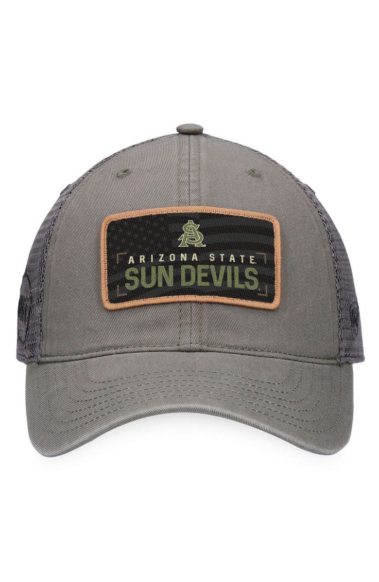 TOP OF THE WORLD Men's Top of the World Olive/Gray Arizona State Sun Devils OHT Military Appreciation Joe Trucker Adjustable Hat, Alternate, color, 