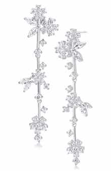 CZ by Kenneth Jay Lane Cubic Zirconia Flower Cluster Drop Earrings