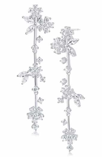 CZ by Kenneth Jay Lane Cubic Zirconia Flower Cluster Drop Earrings