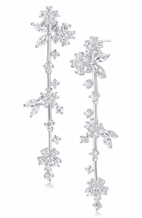 CZ by Kenneth Jay Lane Cubic Zirconia Flower Cluster Drop Earrings