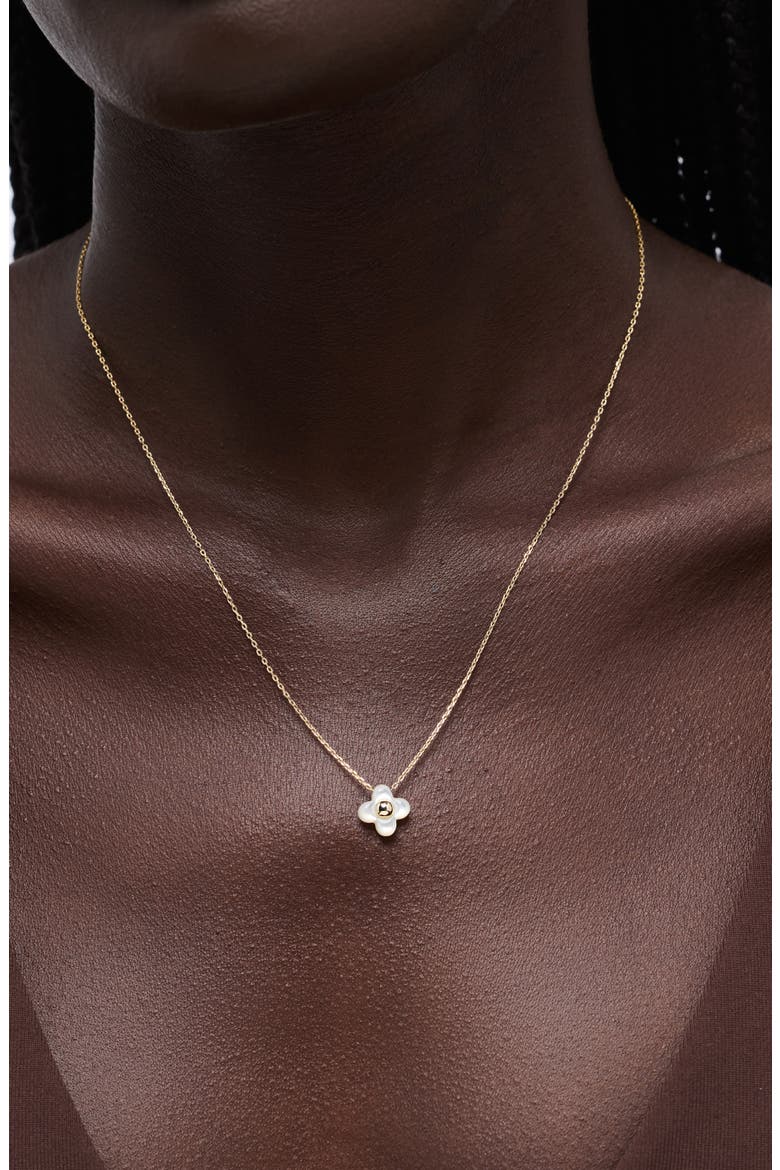 Liora Flower Pendant Necklace, Alternate, color, GOLD / WHITE