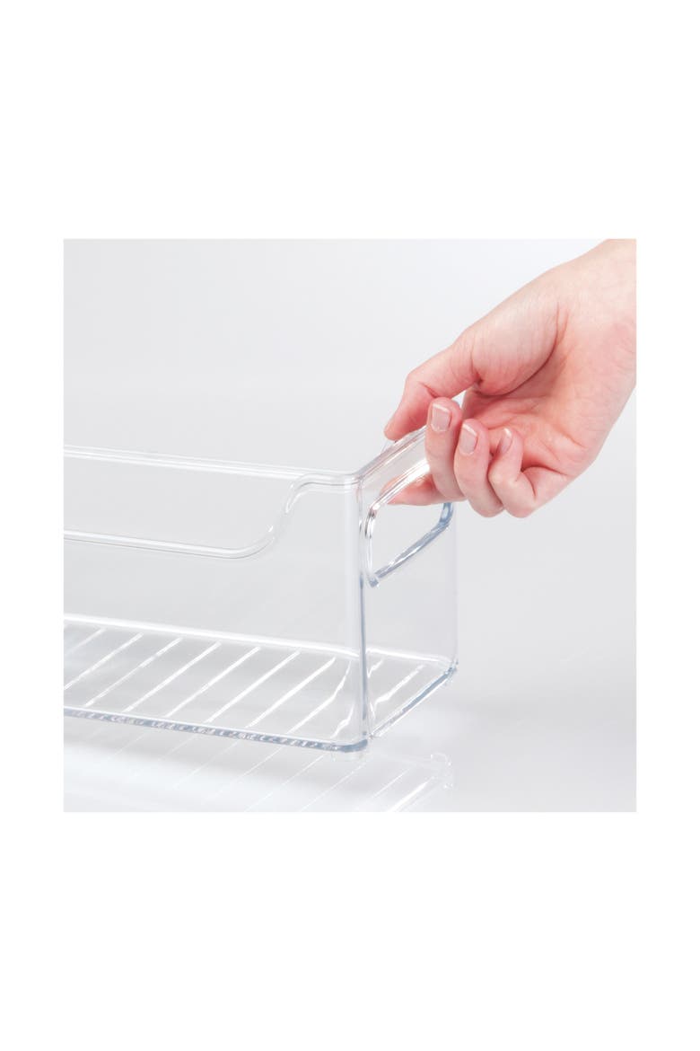 Stackable Plastic Pantry Bin - Storage Bin with Handles for Cabinets or Fridge - Set of 4 - Clear, Alternate, color, Clear