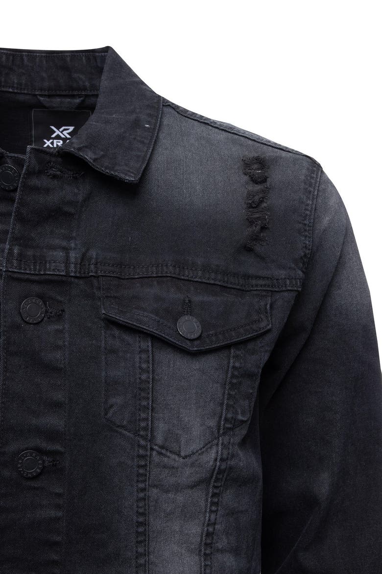 Washed Slim Denim Jacket , Alternate, color, BLACK DENIM