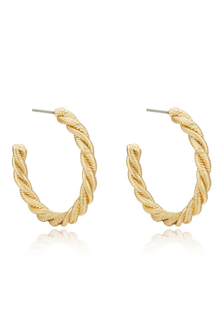 Twist Hoop Earrings, Alternate, color, GOLD