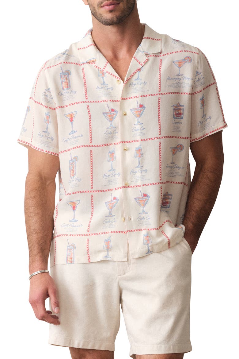 Luzio Short Sleeve Button-Up Shirt, Main, color, MULTI HAPPY HOUR PRINT
