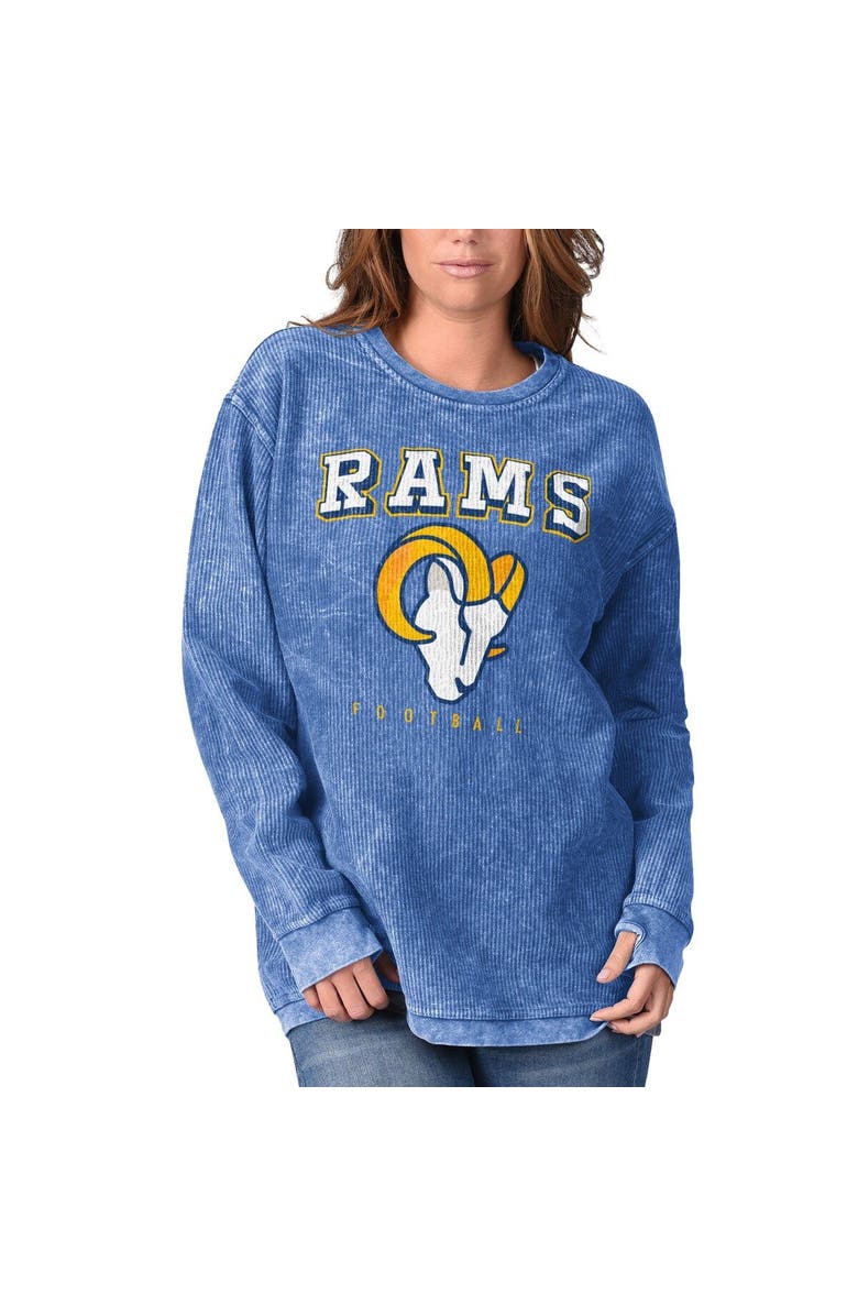G-III 4HER BY CARL BANKS Women's G-III 4Her by Carl Banks Royal Los Angeles Rams Comfy Cord Pullover Sweatshirt, Alternate, color, Royal