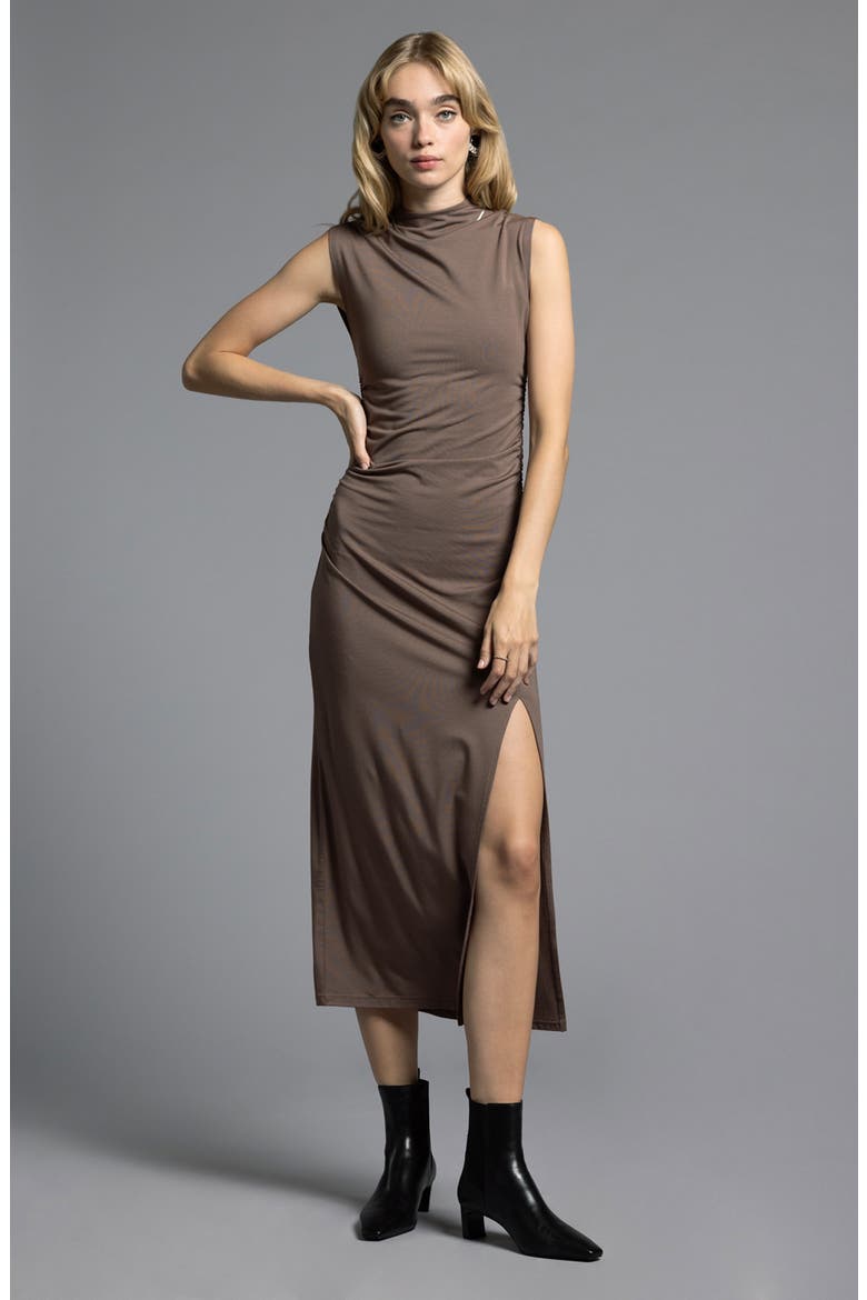 Rose Ruched Mock Neck Maxi Dress, Alternate, color, DARK LILAC