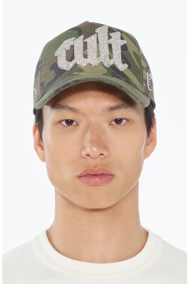 Crystal Logo Cotton Twill Baseball Cap, Alternate, color, CAMO