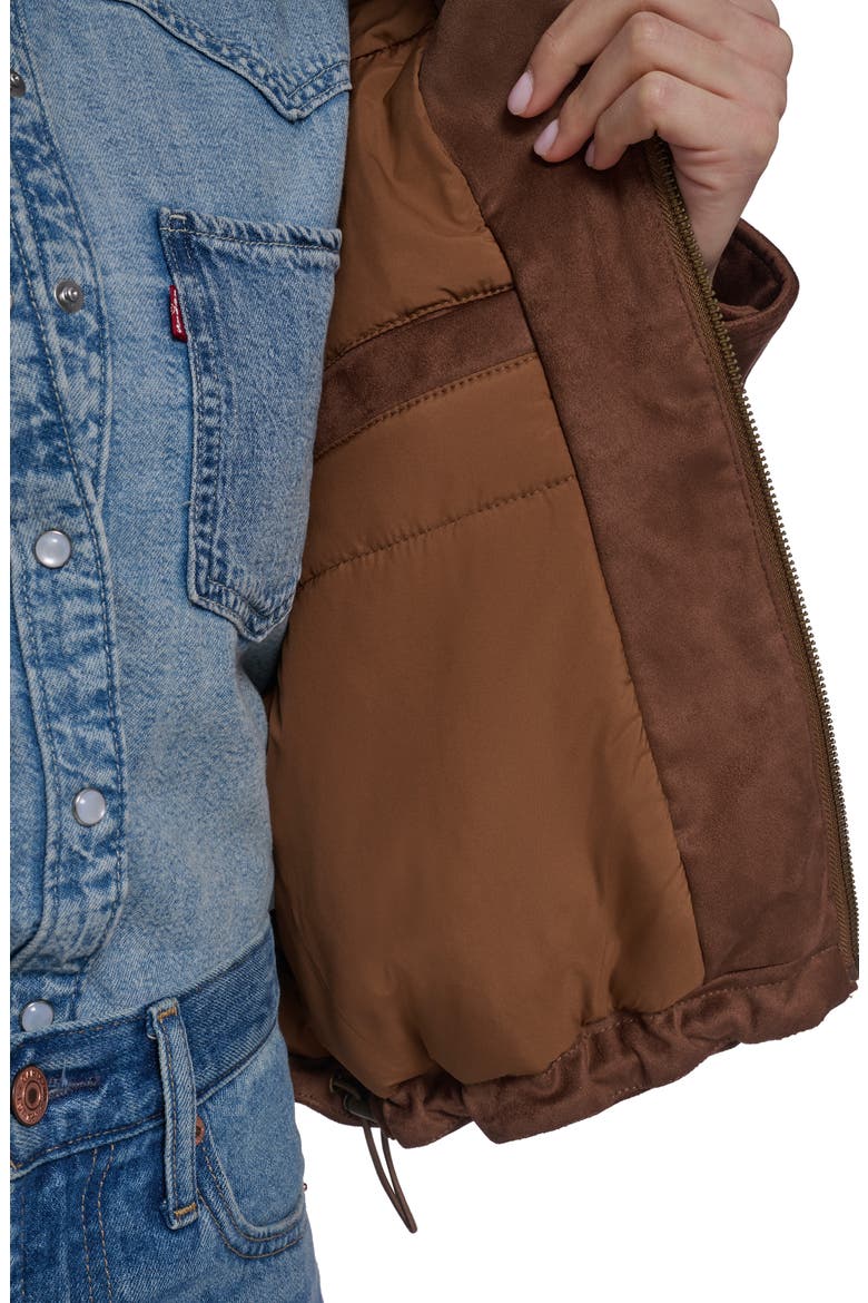 Western Yoke Faux Suede Bomber Jacket, Alternate, color, MAPLE