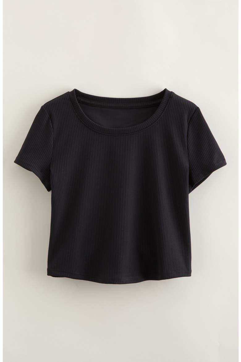 Kids' All in Cutout Rib T-Shirt, Main, color, BLACK