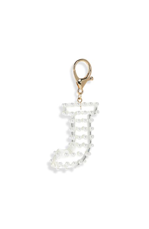Faux Pearl Initial Bag Charm