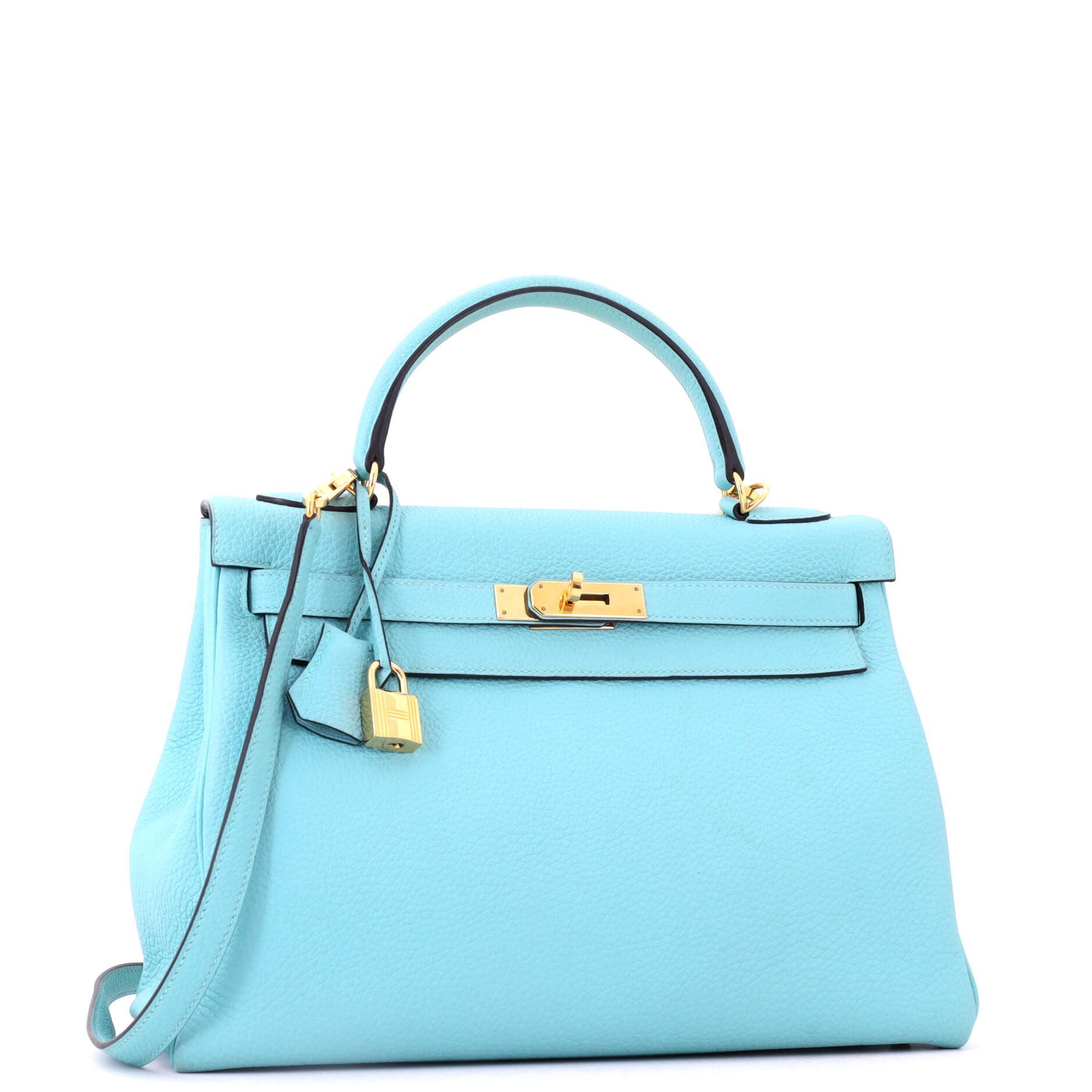 Pre-Owned Hermes Kelly Handbag Blue Togo with Gold Hardware 32, Alternate, color, Bleu Atoll