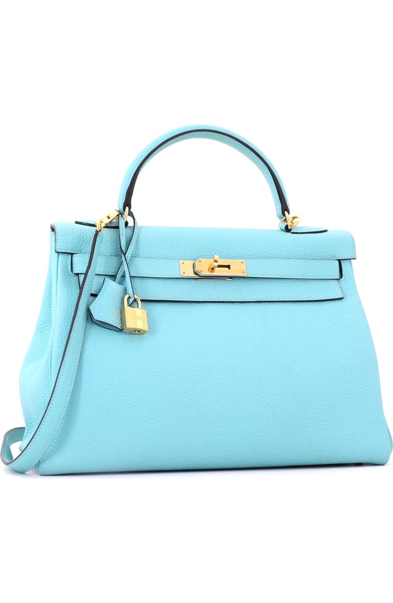 Pre-Owned Hermes Kelly Handbag Blue Togo with Gold Hardware 32, Alternate, color, Bleu Atoll