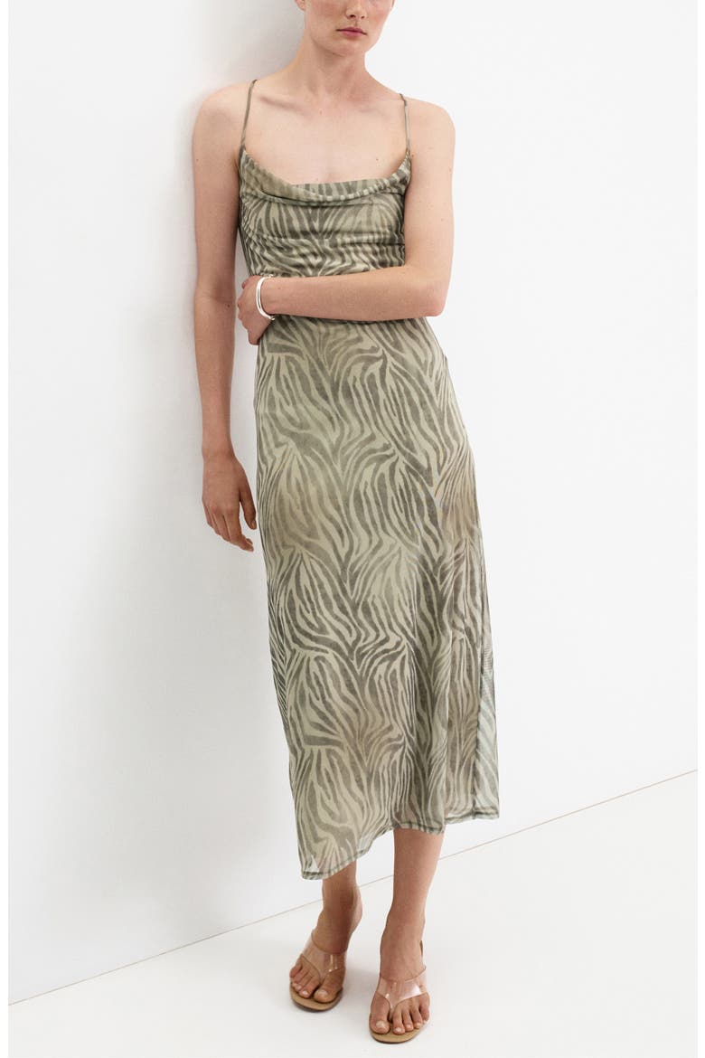 Animal Print Midi Dress, Main, color, LIGHT/PASTEL GREY
