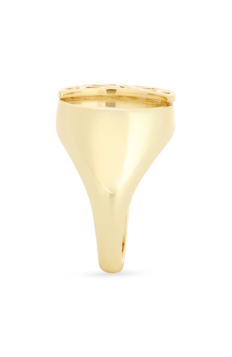 Covet Moon Cubic Zirconia Shaker Signet Ring, Alternate, color, Clear/ Gold