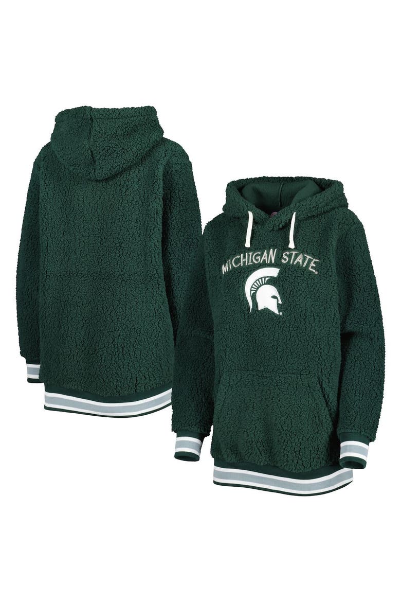 Women's G-III 4Her by Carl Banks Green Michigan State Spartans Game Over Sherpa Pullover Hoodie, Alternate, color, Green