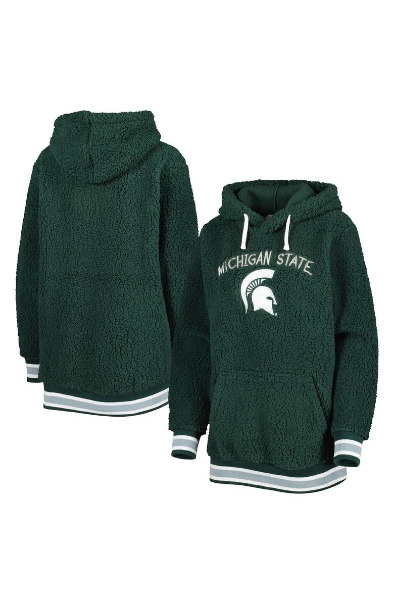 G-III 4HER BY CARL BANKS Women's G-III 4Her by Carl Banks Green Michigan State Spartans Game Over Sherpa Pullover Hoodie, Alternate, color, 