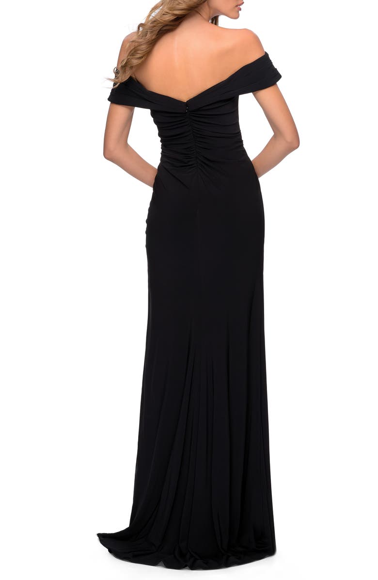 La Femme Off the Shoulder Jersey Gown, Alternate, color, 