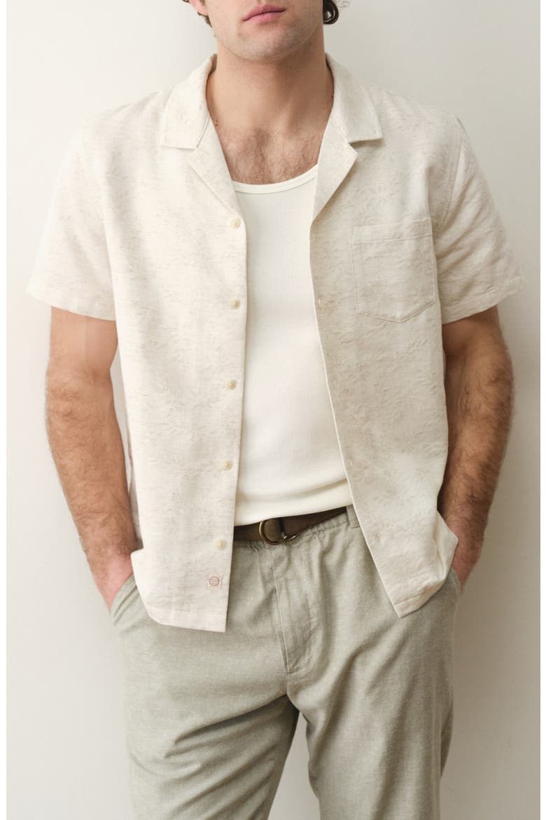 Jacquard Resort Camp Shirt, Main, color, NATURAL/ TAN