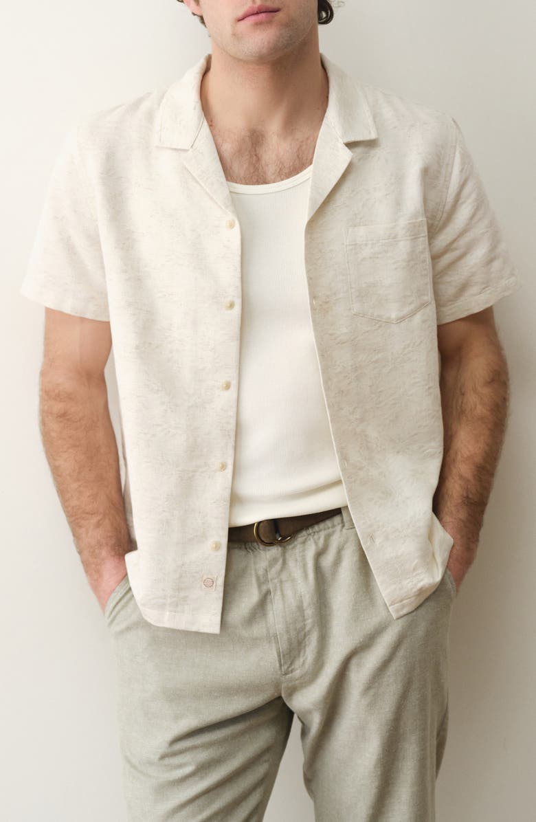 Marine Layer Jacquard Resort Camp Shirt, Main, color, Natural/ Tan