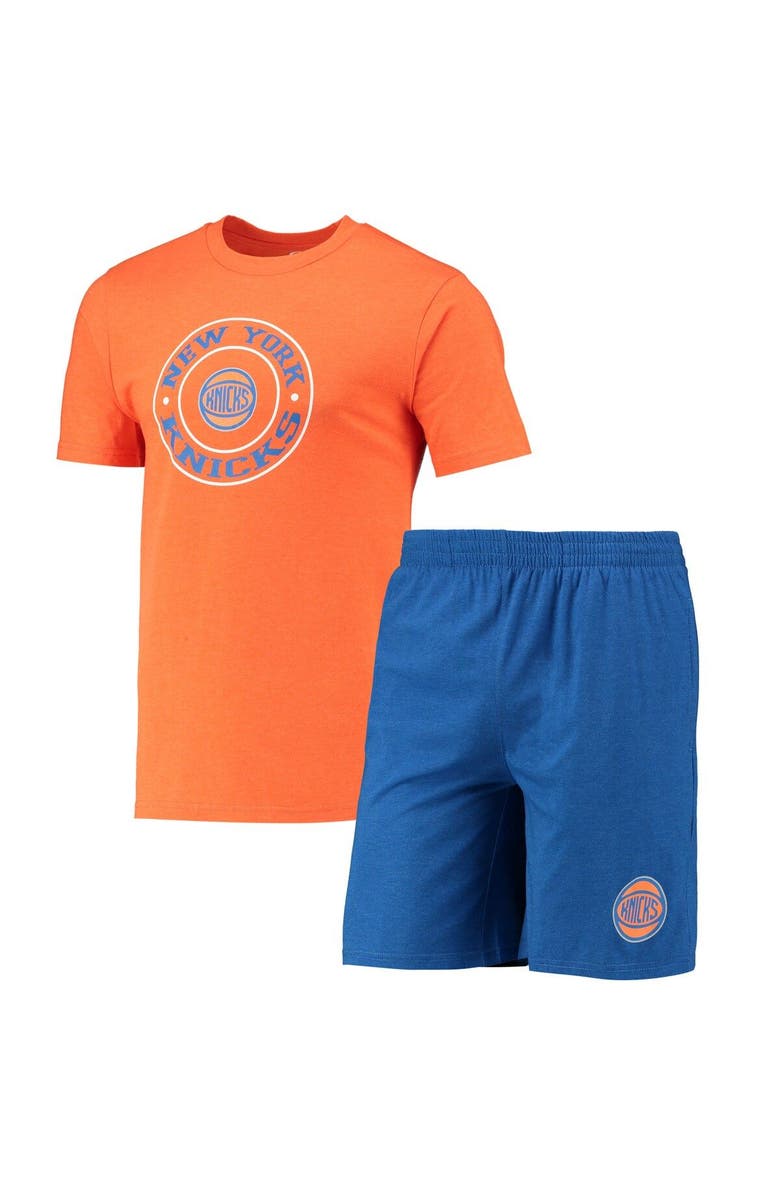 CONCEPTS SPORT Men's Concepts Sport Blue/Orange New York Knicks T-Shirt & Shorts Sleep Set, Main, color, 