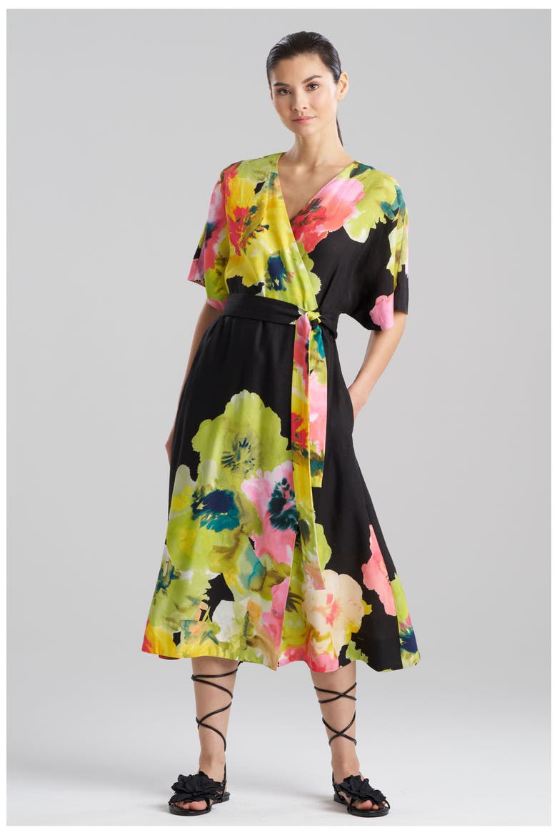 Ophelia Wrap Dress, Main, color, BLACK/MULTI
