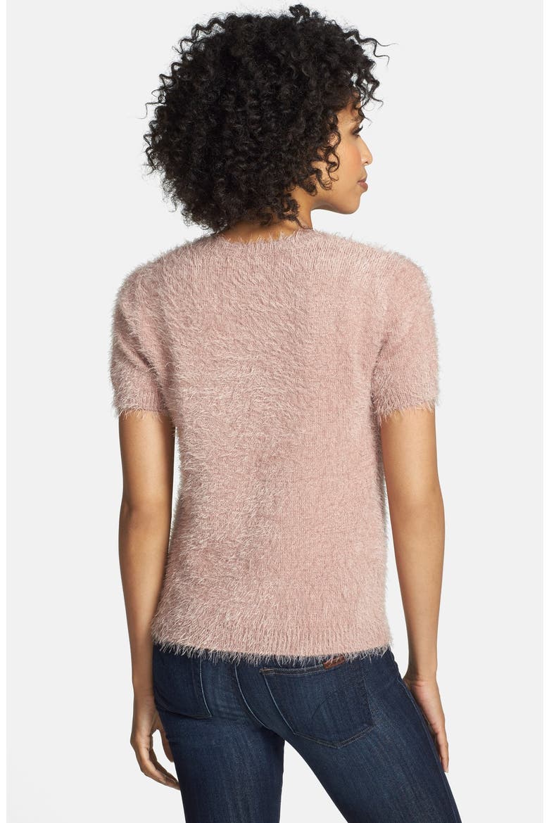 Eyelash Yarn Crewneck Sweater, Alternate, color, DUSTY PINK