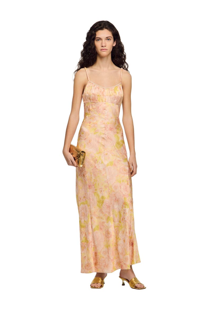 Flower print maxi dress, Alternate, color, Pink / green