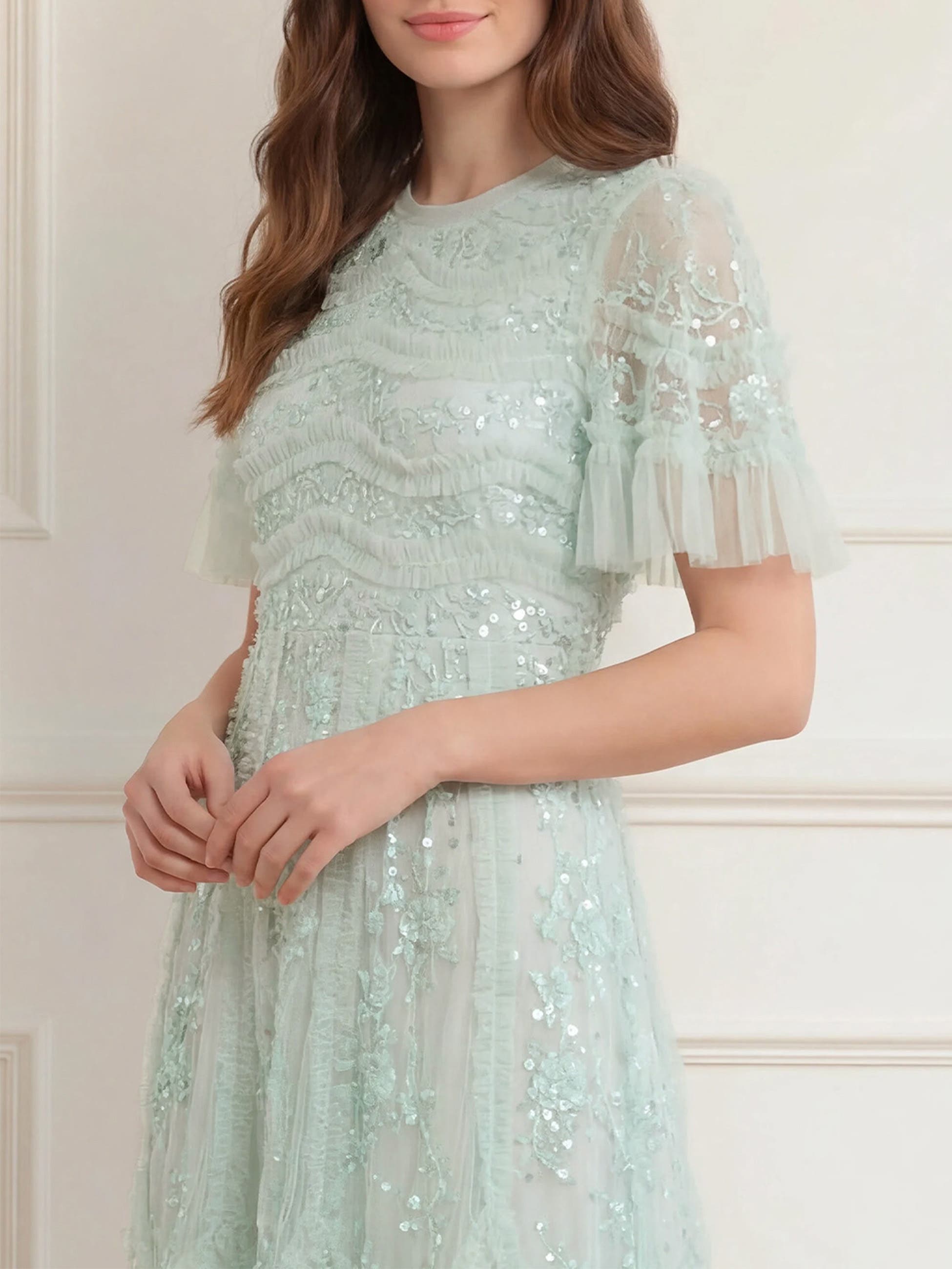 Needle & Thread Gianna Ruffle Short Sleeve Maxi Gown (Women) | Nordstrom