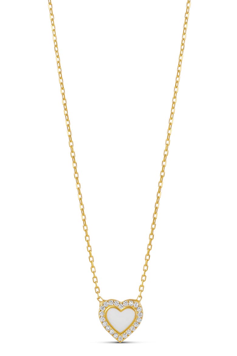 Everyday Pavé & Enamel Heart Pendant Necklace, Main, color, GOLD/ WHITE