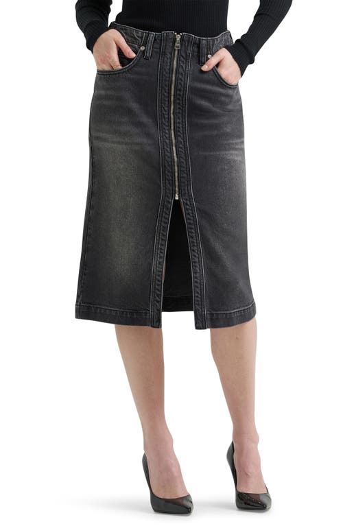 Lee Zip Front Denim Skirt In Black