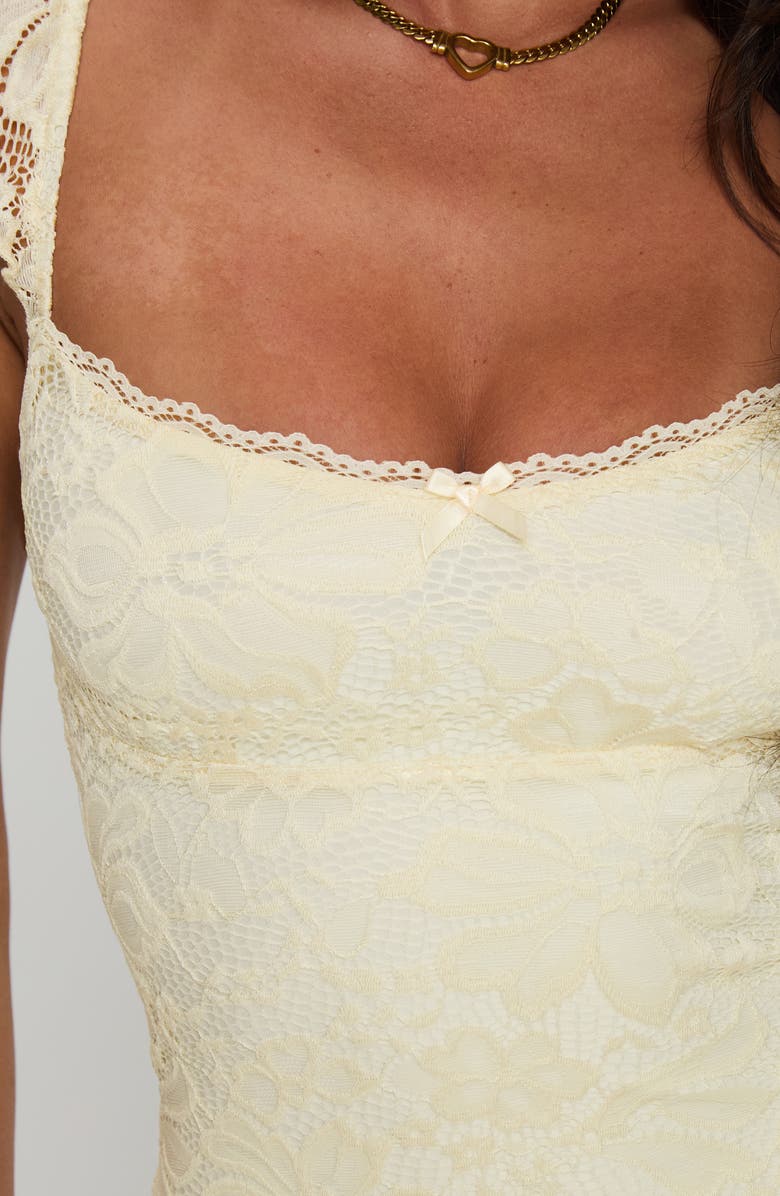 Princess Polly Beacall Lace Overlay Minidress, Alternate, color, Lemon