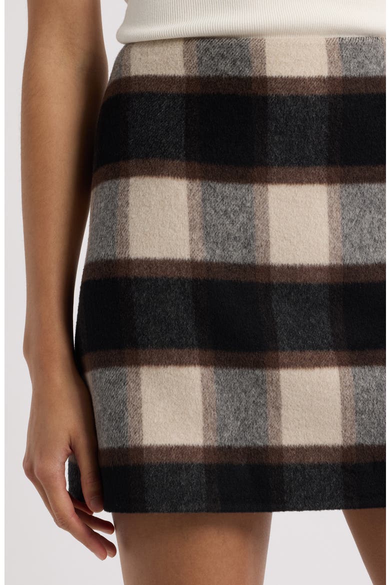Plaid High Waist Miniskirt, Alternate, color, BROWN MULTI - D1U