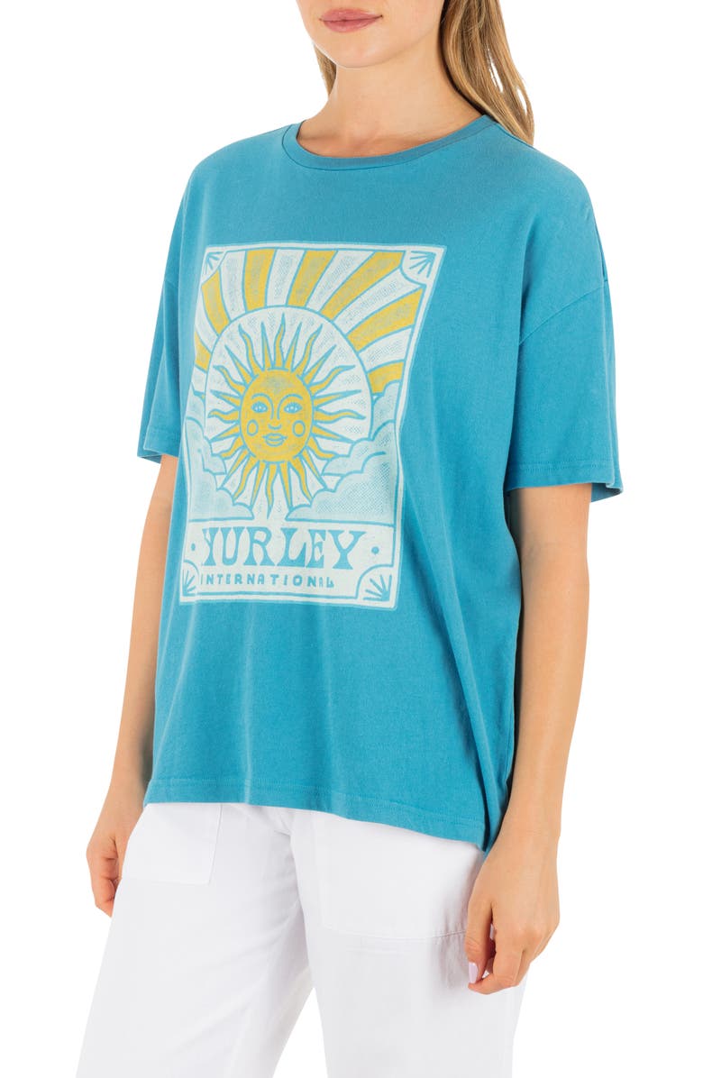 Hurley Lumina Boyfriend Oversize Cotton Jersey Graphic T-Shirt, Alternate, color, Blue Moon