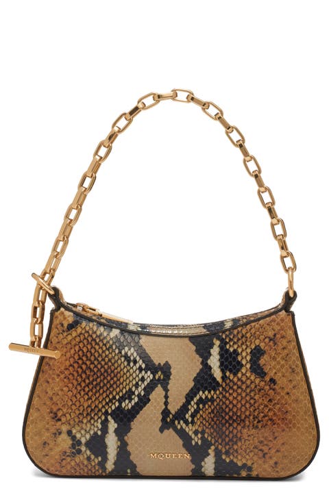 Mini T-Bar Python Print Leather Top Handle Bag