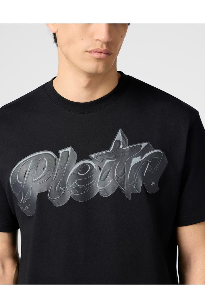 Round Neck T-Shirt Puffy Gummy Plein Men, Alternate, color, black/black