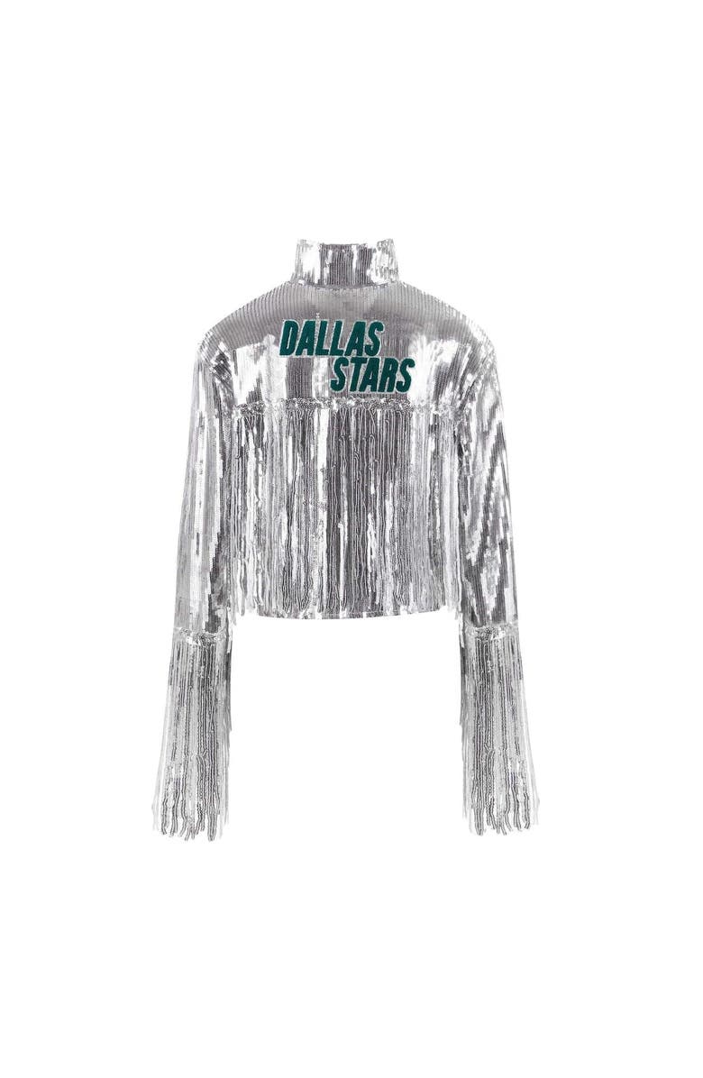 CUCE Women's Cuce  Silver Dallas Stars Cropped Sequin Fringe Blazer, Alternate, color, Silver