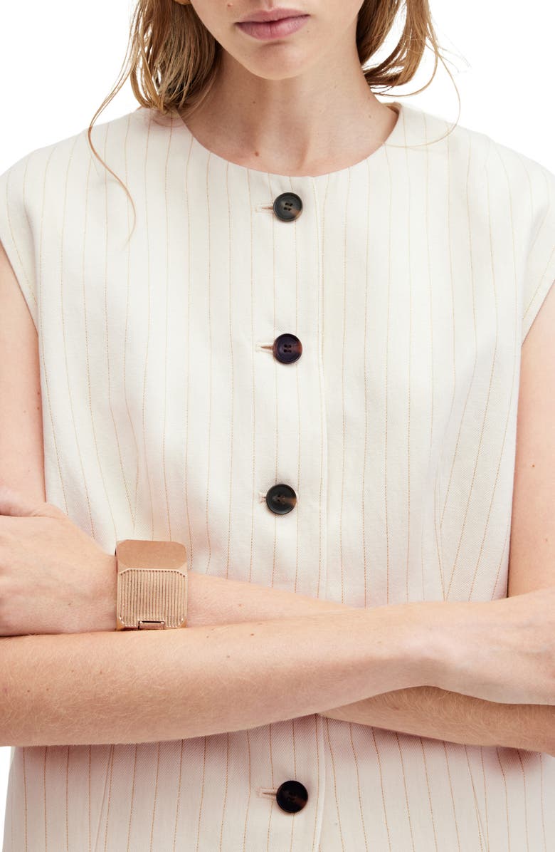 AllSaints Payton Pinstripe Vest, Alternate, color, Ivory White