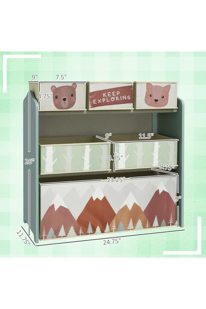 Toy Organizer with 6 Bins, Kids Storage Unit​, Alternate, color, Green