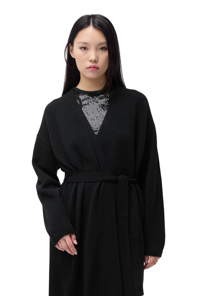 Long Maternity Cashmere Robe, Alternate, color, black