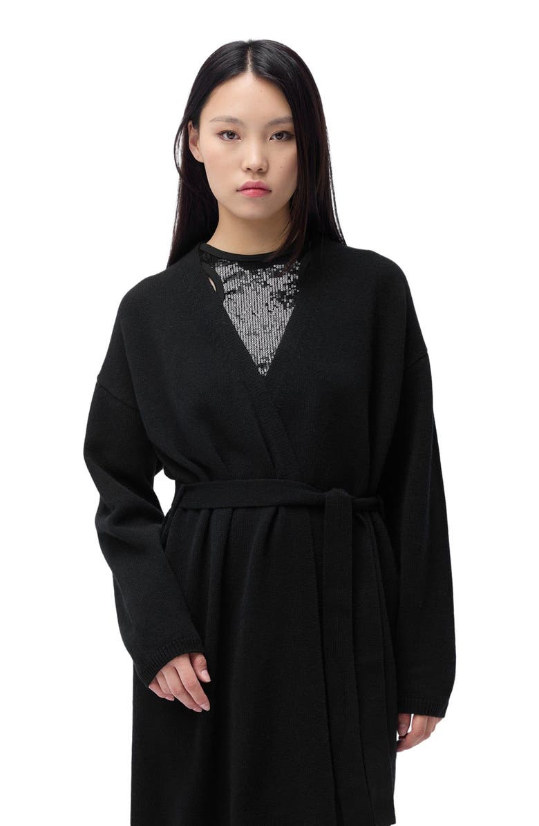 GOBI Mongolian Cashmere Long Maternity Cashmere Robe, Alternate, color, Black