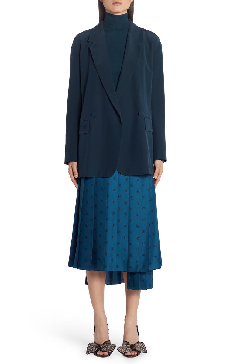 Fendi FF Karligraphy Silk Crêpe de Chine Blazer, Alternate, color, 