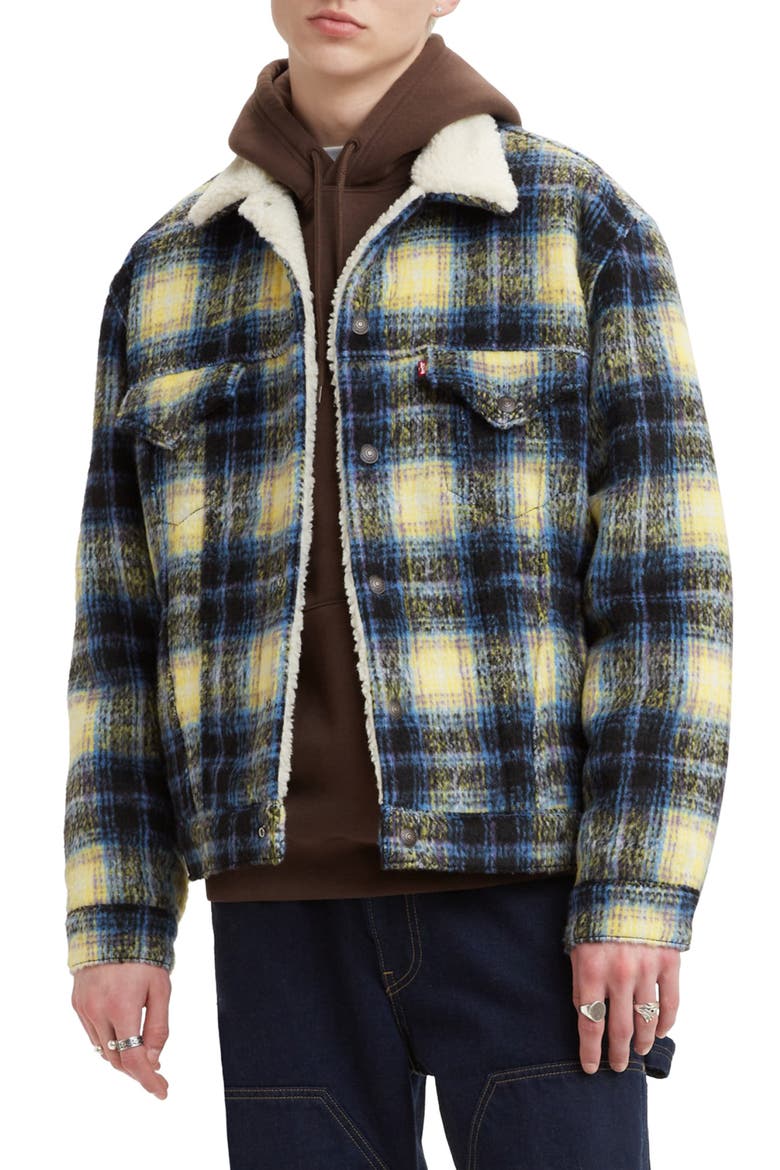 Vintage Fit Plaid Trucker Jacket with Fleece Collar, Main, color, JACK PONDEROSA PINE