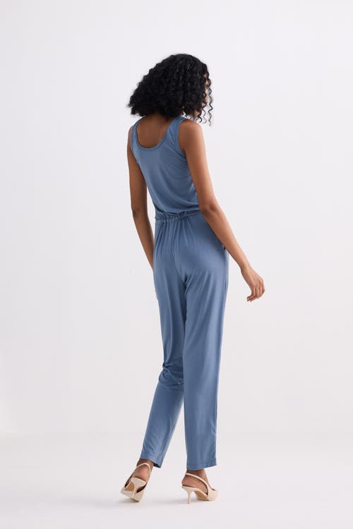 Reistor Relaxed Drawstring Jumpsuit With Incut Sleeves In Blue