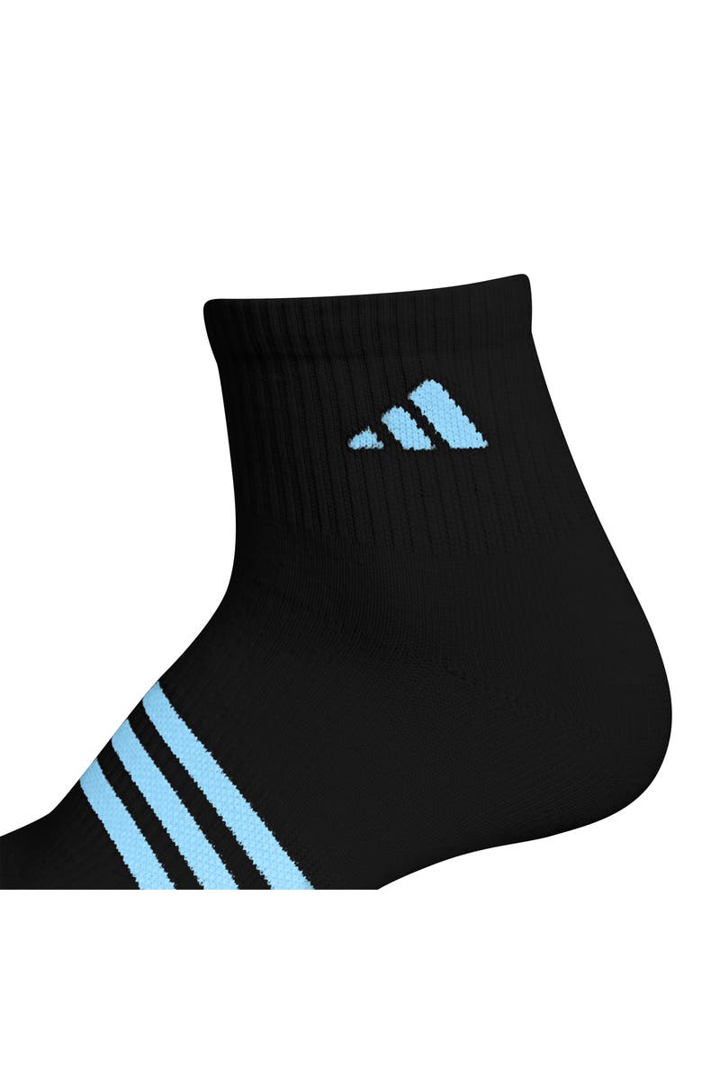 adidas Kids' Superlire 3.0 6-Pack Quarter Socks, Alternate, color, Black/ White/ Semi Blue Burst