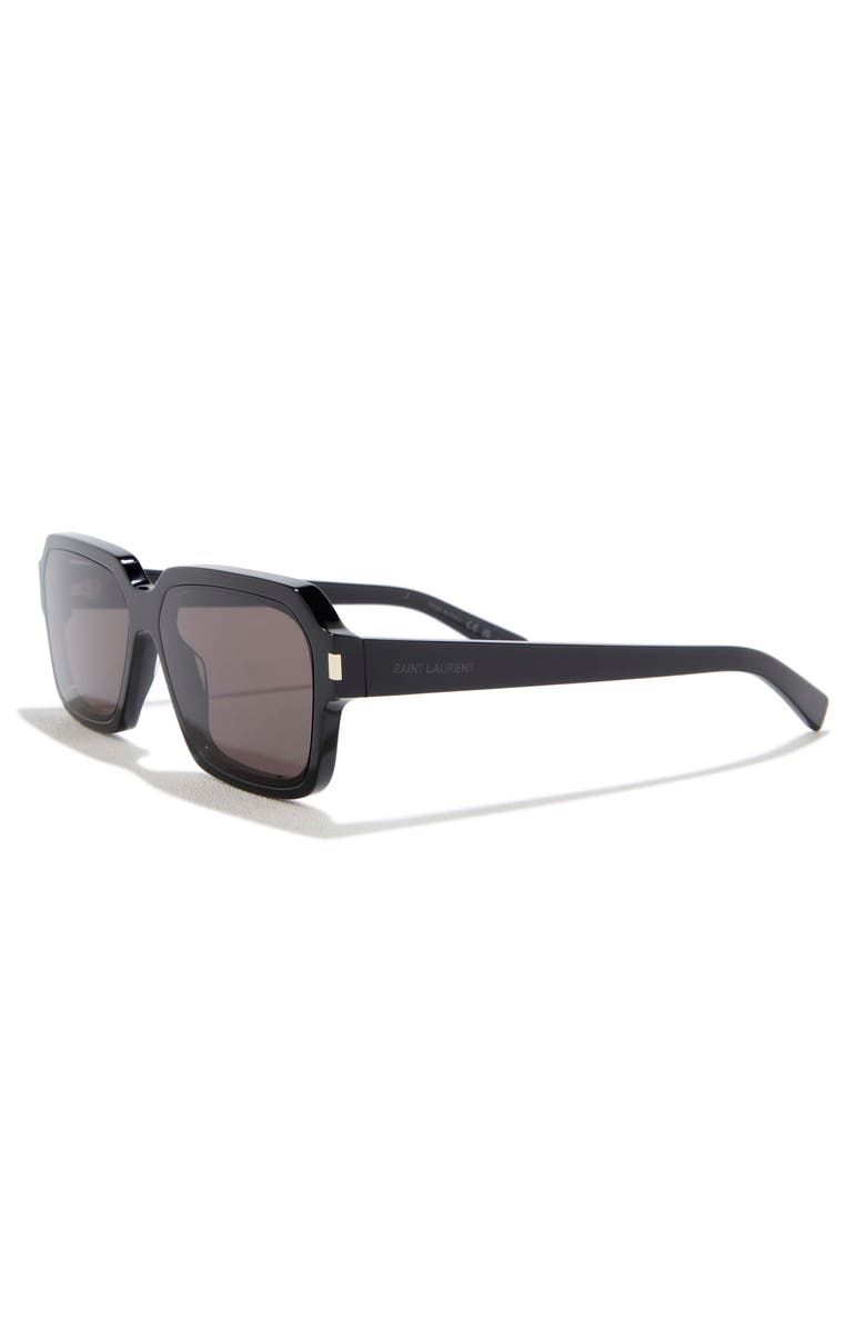 Saint Laurent 59mm Rectangular Sunglasses, Alternate, color, Black Black Grey