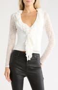 ALICE + OLIVIA Yara Ruffle Lace Top